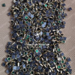 4X4 Square Dark Green Colour Glossy Kundans