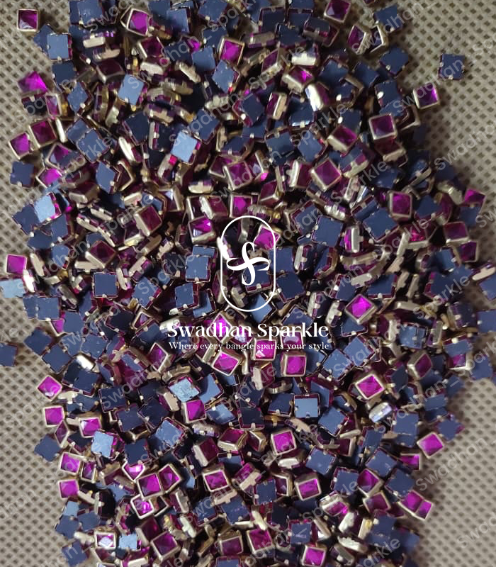4X4 Square Rani Pink Colour Glossy Kundans 4X4 Square Rani Pink Colour Glossy Kundans - Image 1