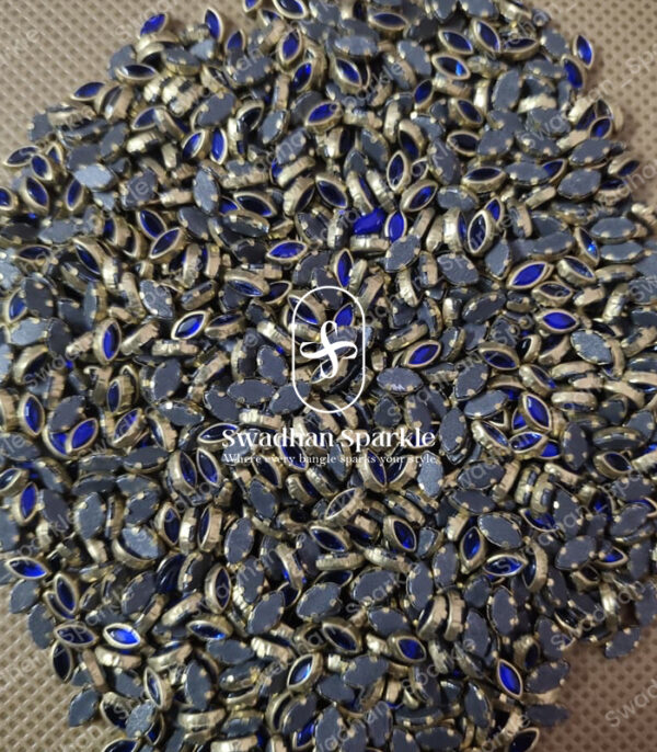 6K Eye Royal Blue Colour Glossy Kundans