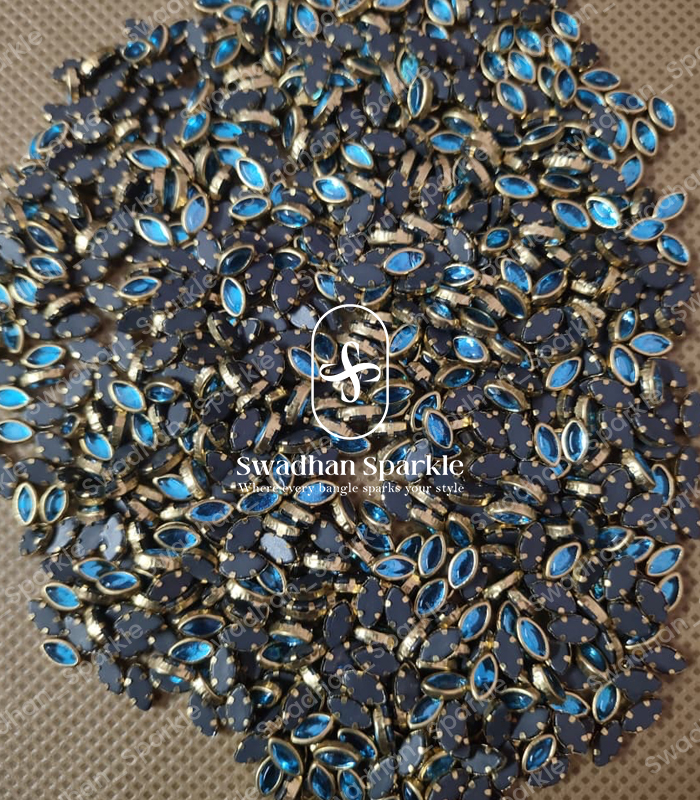 6K Eye Sky Blue Colour Glossy Kundans 6K Eye Sky Blue Colour Glossy Kundans - Image 1