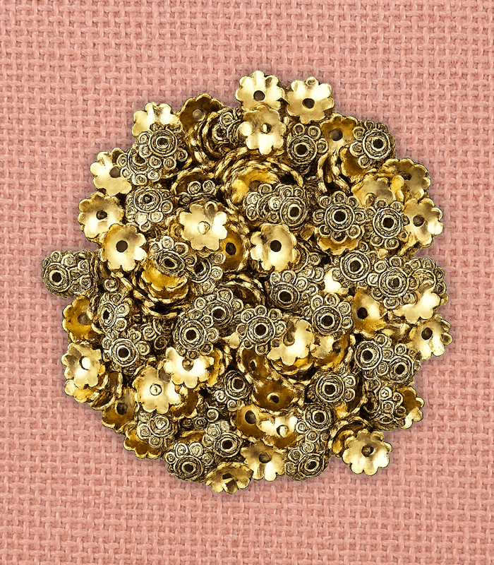8MM Antique Gold Metal Flower Caps 8MM Antique Gold Metal Flower Caps - Image 1