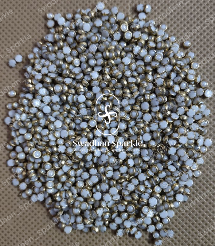 3MM Round Ceramic White Colour Kundans 3MM Round Ceramic White Colour Kundans - Image 1