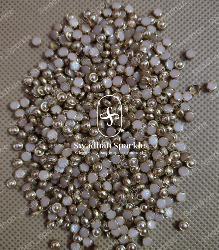 4MM Round Ceramic Gold Colour Kundans 4MM Round Ceramic Gold Colour Kundans - Image 1