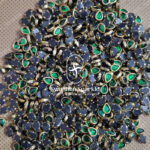 6X4 Drop Dark Green Colour Glossy Kundans