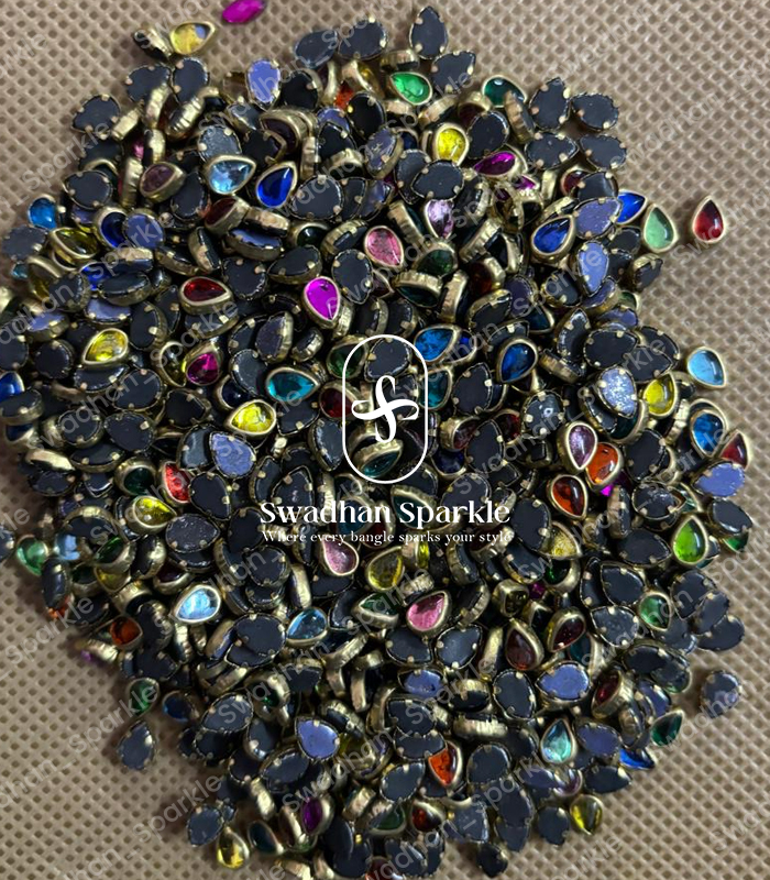 Mixed Big Drop Kundans Mixed Drop Glossy Colour Kundans - Image 1