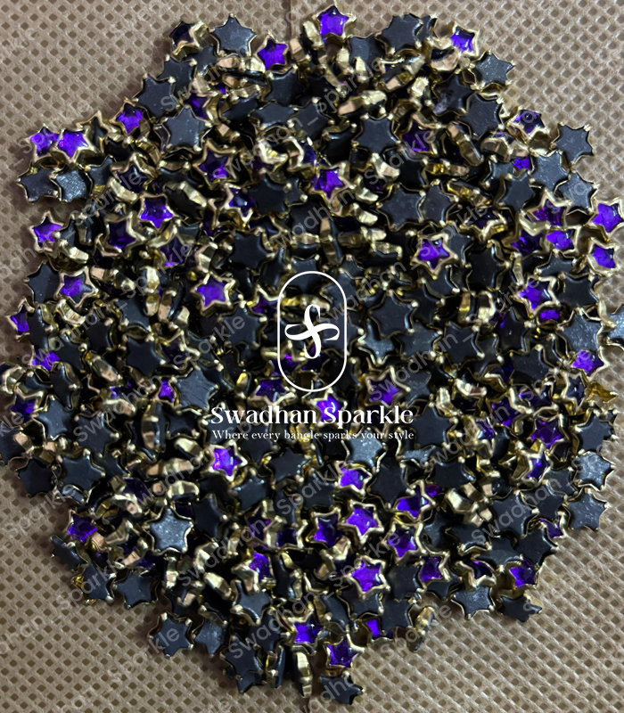 Star Violet Colour Glossy Kundans Star Violet Colour Glossy Kundans - Image 1