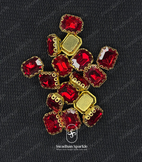 8×10 Rectangle Red Glossy Clip Stones